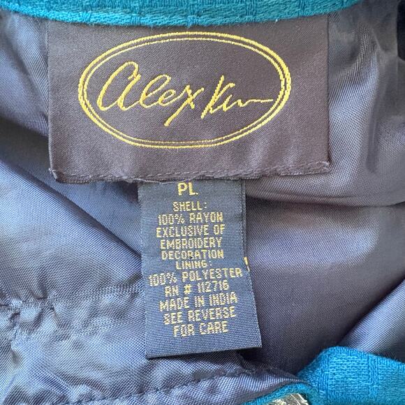 Alex Kim Shirt Jacket Sz PL Blue Floral Embroidered Button Up Boho Western Artsy - Picture 9 of 10